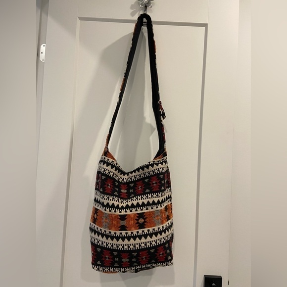 Boho Hippie Style Jacquard Zip Top Hobo Bag - Picture 6 of 11